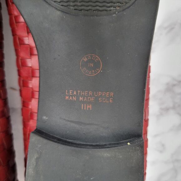 Cabin Creek Carly Ox Blood Women's Red Leather Woven Loafers Size 11M - Picture 9 of 12